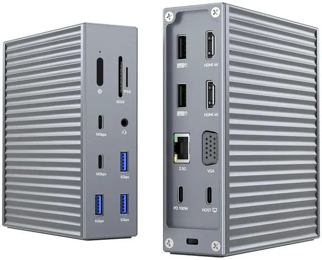 Main image of ACASIS USB C Docking Station Dual Monitor,Laptpop Docking Station with 4K60Hz HDMI,1080P60HZ VGA,2.5G Ethernet,SD/TF,10Gbps USB Sports,3.5mm Audio,PD100W,USB C Dock for MacOS/Laptpop/HP/DELL (S-GY)