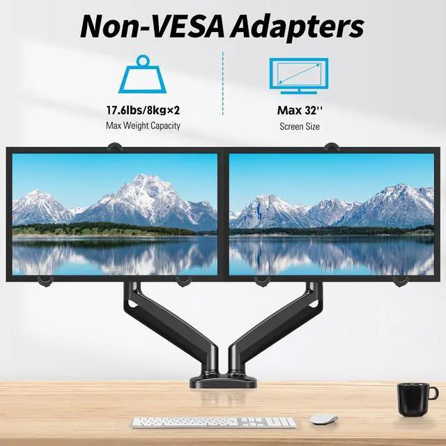 Alt view image 2 of 5 - MOUNTUP Dual VESA Monitor Mount Adapters, Universal Non-VESA Mounting Adapter Kits for 19 to 32 Inch Computer Screens, Max Load 17.6lbs VESA Adapters, 2 Packs