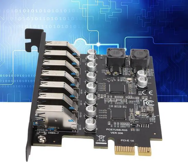 Alt view image 2 of 5 - Pcie USB Card Pcie USB 3.2 Metal, Plastic 7 Port Pcie Expansion Card 7 Ports USB 3.2 Gen1 5Gbps High Speed Stable Power USB 3.2 Gen1 Front Expansion Card