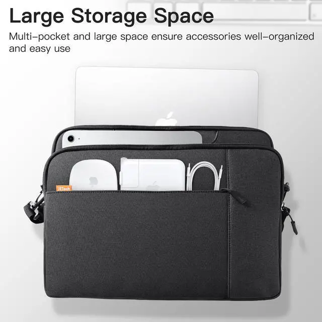 Alt view image 4 of 5 - JETech 15 15.6 16 Inch Laptop Bag Case, Waterproof Slim Computer Sleeve Cover Compatible with MacBook Air/Pro 15/16, Surface Book 3/2 15, Dell Inspiron 15.6, HP Pavilion 15.6 (Black)