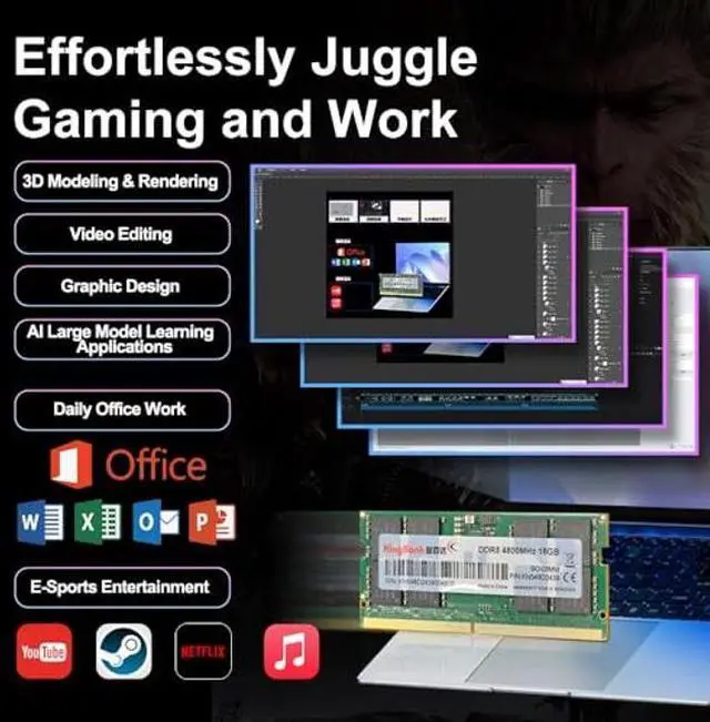 Alt view image 5 of 5 - KingBank Computer Notebook Memory Ram DDR5 16GB 4800MHZ CL40 1.1V SODIMM for Laptop Gaming/Office/PS