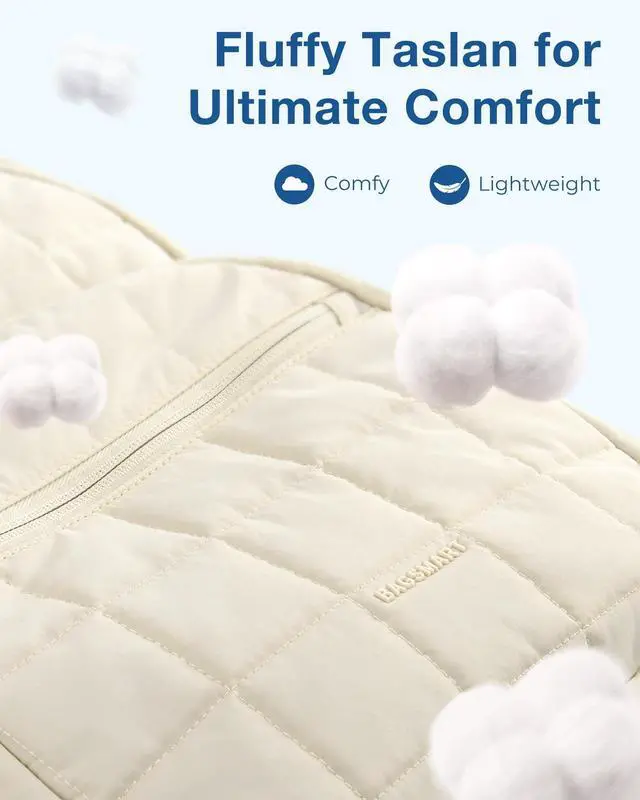 Alt view image 4 of 5 - BAGSMART College Laptop Backpack, Travel Laptop Backpack for Women, Quilted Casual Daypack, Water-Resistant Bookbag for 15.6 Inch Laptop, Beige