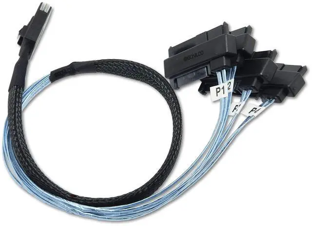 Alt view image 3 of 5 - Sonilco Maximum Performance Cable Mini SAS 36P SFF-8087 to SFF-8482 HDD SATA Power Cord (2 Cables, 1 M / 3.2 Feet)