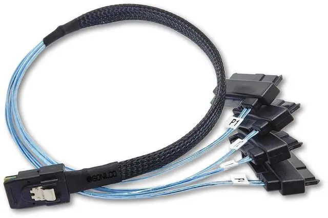 Alt view image 4 of 5 - Sonilco Maximum Performance Cable Mini SAS 36P SFF-8087 to SFF-8482 HDD SATA Power Cord (2 Cables, 1 M / 3.2 Feet)