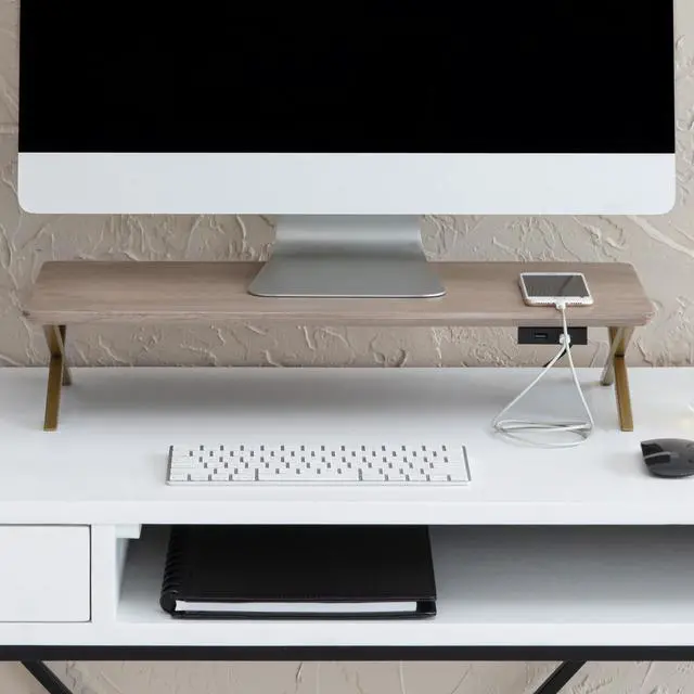 Main image of Anji Mountain Monitor Stand - Desktop Organizer & Laptop Riser, Ergonomic Monitor Riser, Space-Saving Monitor Stand for Desk, Durable Construction, Easy Assembly, Ideal for Home & Office,Biscotti