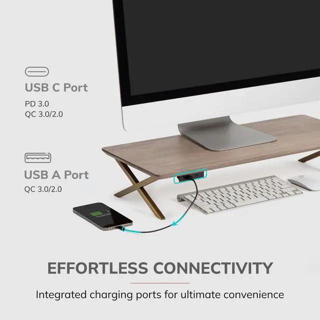 Alt view image 3 of 5 - Anji Mountain Monitor Stand - Desktop Organizer & Laptop Riser, Ergonomic Monitor Riser, Space-Saving Monitor Stand for Desk, Durable Construction, Easy Assembly, Ideal for Home & Office,Biscotti