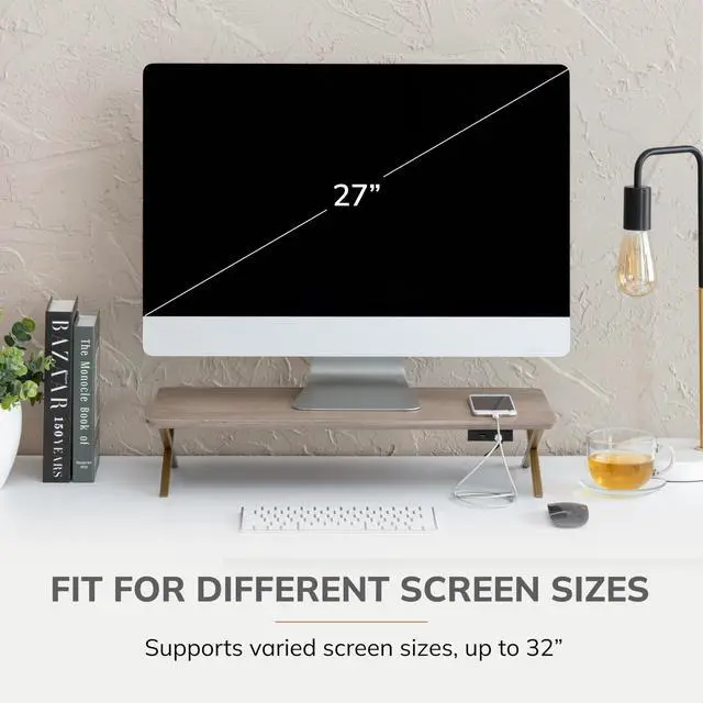 Alt view image 5 of 5 - Anji Mountain Monitor Stand - Desktop Organizer & Laptop Riser, Ergonomic Monitor Riser, Space-Saving Monitor Stand for Desk, Durable Construction, Easy Assembly, Ideal for Home & Office,Biscotti