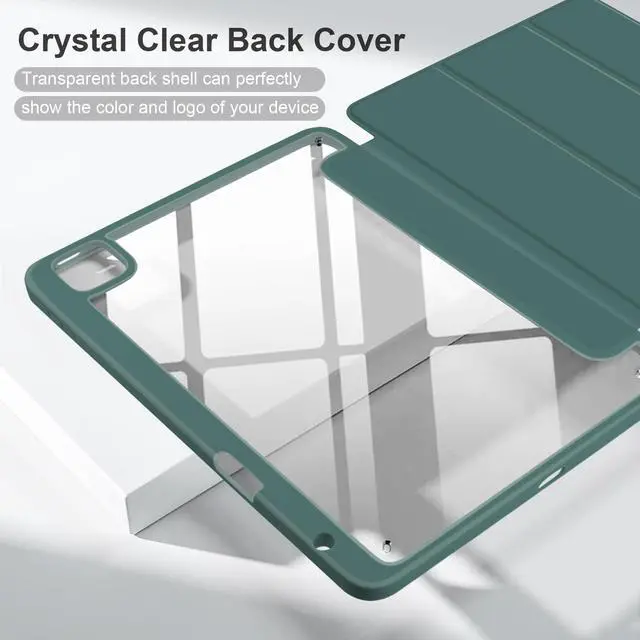 Alt view image 3 of 5 - Batianda Hybrid Case for iPad Pro 13-inch 2024 M4 Chip [Built-in Apple Pencil Slot] Stylish Design Premium Cover with Clear Back Shell TPU Bumper Auto Wake/Sleep, Teal