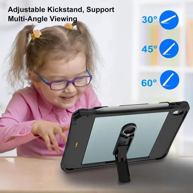 Alt view image 5 of 5 - ShallBox Case Waterproof for iPad Air 11inch(M2) 2024-2025, iPad Air 7th/6th/5th/4th Gen10.9inch(2025-2020), Built-in Screen Protector Pencil Holder Kickstand, Fit with Magic Keyboard, Black-Gray