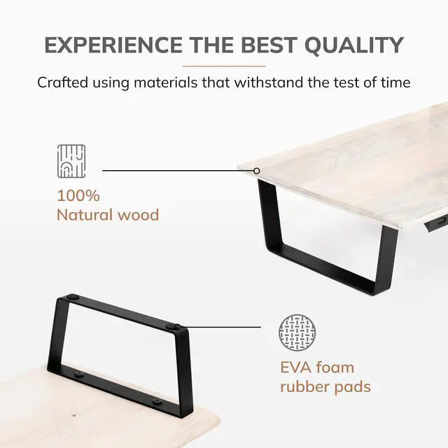 Alt view image 2 of 5 - Anji Mountain Monitor Stand - Desktop Organizer & Laptop Riser, Ergonomic Monitor Riser, Space-Saving Monitor Stand for Desk, Durable Construction, Easy Assembly, Ideal for Home & Office,White Wash