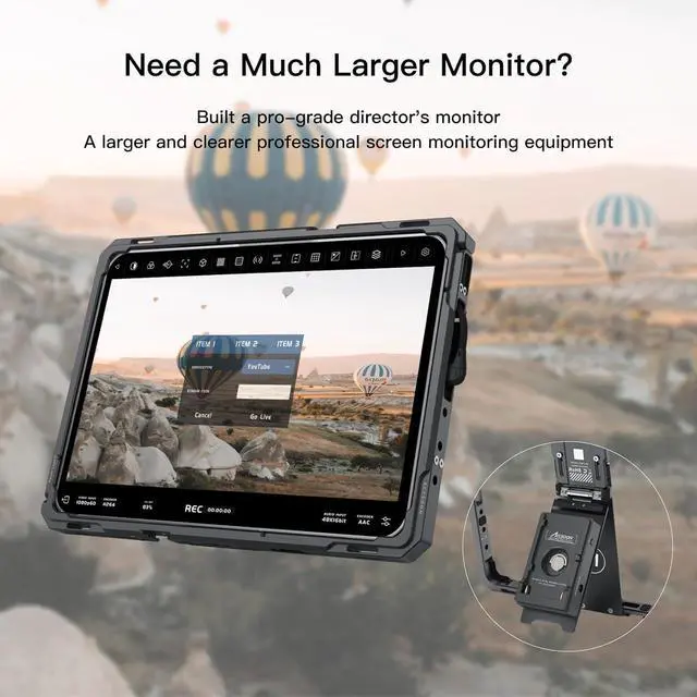 Alt view image 2 of 5 - Accsoon PowerCage II iPad Case with NP-F Battery Adapter, Protective Case for ipad Gen 7, 8, 9, 10, pad Air 3, 4, 5, ipad Pro 10.5inch, 11inch (Gen 1, 2, 3, 4),Use with SeeMo/SeeMo Pro/Nano