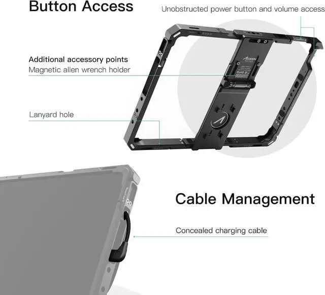 Alt view image 5 of 5 - Accsoon PowerCage II iPad Case with NP-F Battery Adapter, Protective Case for ipad Gen 7, 8, 9, 10, pad Air 3, 4, 5, ipad Pro 10.5inch, 11inch (Gen 1, 2, 3, 4),Use with SeeMo/SeeMo Pro/Nano