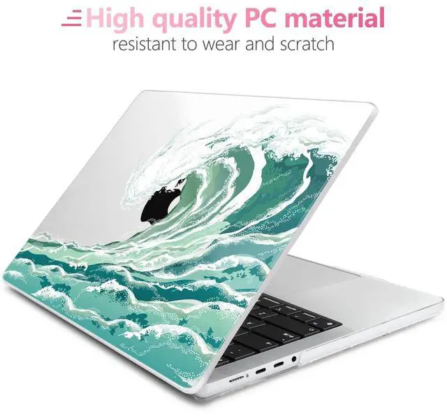 Alt view image 4 of 5 - Batianda Case for New MacBook Pro 16 Inch 2024 2023 2021 Release with M4 M3 M2 Pro/ M1 Max, Pattern Plastic Hard Shell Cover with Keyboard Cover & Screen Protector, Wave