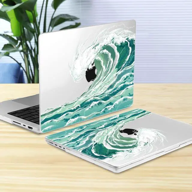 Alt view image 3 of 5 - Batianda Case for New MacBook Pro 16 Inch 2024 2023 2021 Release with M4 M3 M2 Pro/ M1 Max, Pattern Plastic Hard Shell Cover with Keyboard Cover & Screen Protector, Wave