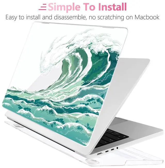 Alt view image 5 of 5 - Batianda Case for New MacBook Pro 16 Inch 2024 2023 2021 Release with M4 M3 M2 Pro/ M1 Max, Pattern Plastic Hard Shell Cover with Keyboard Cover & Screen Protector, Wave