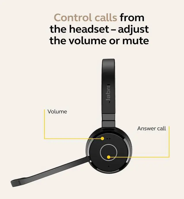 Alt view image 3 of 5 - Jabra Evolve 65 TE (Third Edition) Wireless Single-Ear Headphones - Noise-Canceling Mic, 16 hr Battery Life, Dual Connectivity, MS Teams Certified, Supports Other Platforms, Black