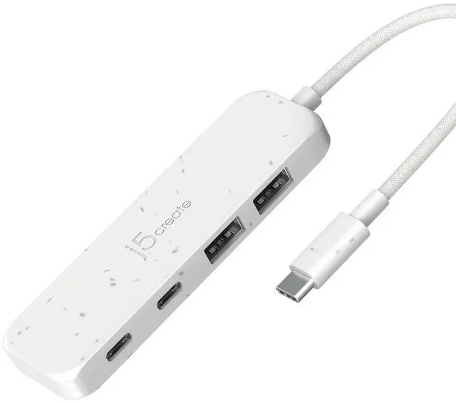 Main image of j5create 4-in-1 USB-C to 4-Port Type-A & Type-C Hub(Eco-Friendly), USB-C Hub with 10 Gbps 2 USB-A & 2 USB-C | Compatible with MacBook Pro, MacBook Air, iPad, Mac Mini and More Type C Devices(JCH342EW)