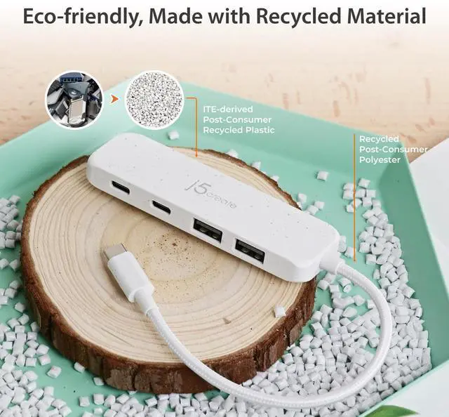 Alt view image 2 of 5 - j5create 4-in-1 USB-C to 4-Port Type-A & Type-C Hub(Eco-Friendly), USB-C Hub with 10 Gbps 2 USB-A & 2 USB-C | Compatible with MacBook Pro, MacBook Air, iPad, Mac Mini and More Type C Devices(JCH342EW)