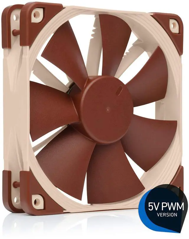 Alt view image 2 of 5 - Noctua NF-F12 5V PWM, Premium Quiet Fan with USB Power Adaptor Cable, 4-Pin, 5V Version (120mm, Brown)
