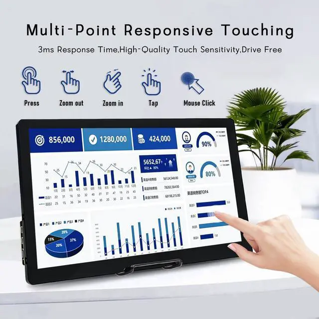Alt view image 3 of 5 - HAMTYSAN 15.6 Inch Raspberry Pi Screen FHD 1920x1080 Touchscreen Monitor IPS Second Screen Display with Dual-Speakers for Raspberry Pi 5/4/3/2/ Win11/10/8/7 Jetson Nano