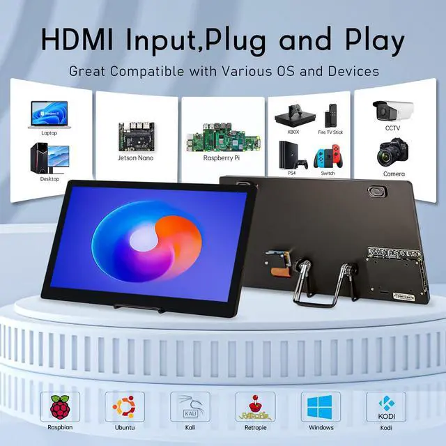Alt view image 5 of 5 - HAMTYSAN 15.6 Inch Raspberry Pi Screen FHD 1920x1080 Touchscreen Monitor IPS Second Screen Display with Dual-Speakers for Raspberry Pi 5/4/3/2/ Win11/10/8/7 Jetson Nano