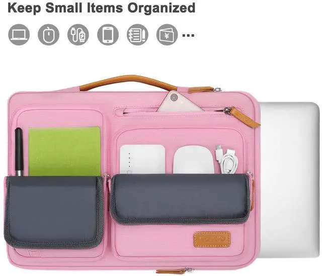 Alt view image 2 of 5 - MOSISO 360 Protective Laptop Case 15 inch, 15 inch Laptop Sleeve Compatible with MacBook Air M4 M3 M2 2025 2024 2023, Dell XPS Plus, Side Open Carrying Case with 4 Zipper Pockets&Handle, Pink