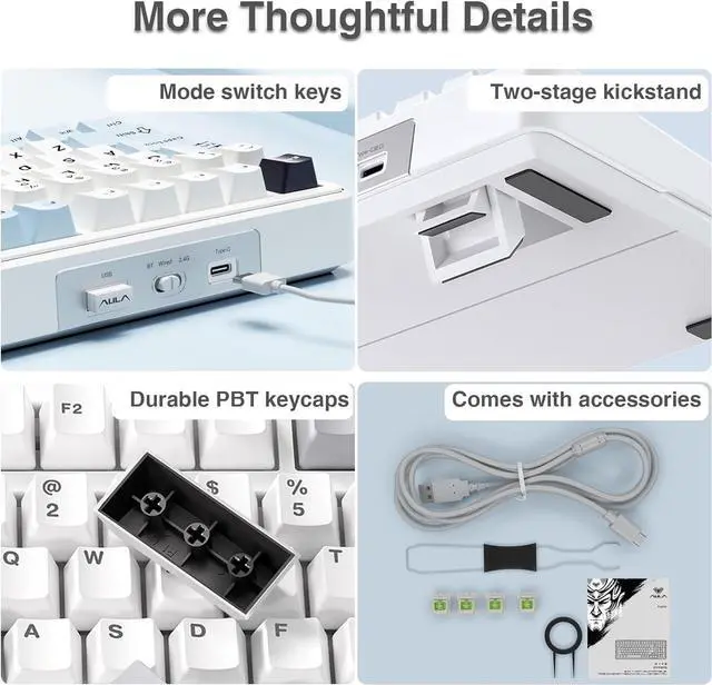 Alt view image 4 of 5 - AULA F99 Wireless Mechanical Keyboard, Tri-Mode BT5.0/2.4GHz/USB-C Hot Swappable Custom Keyboard + LEOBOG Reaper Switches