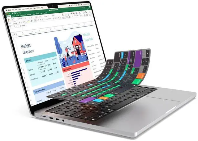Main image of JCPal Microsoft Excel Shortcut Guide Keyboard Cover for Apple MacBook Pro 14 inch (M1-M5) and MacBook Pro 16 inch (M1-M4) and MacBook Air 13 inch and MacBook Air 15 inch (M2-M4) (US-Layout)