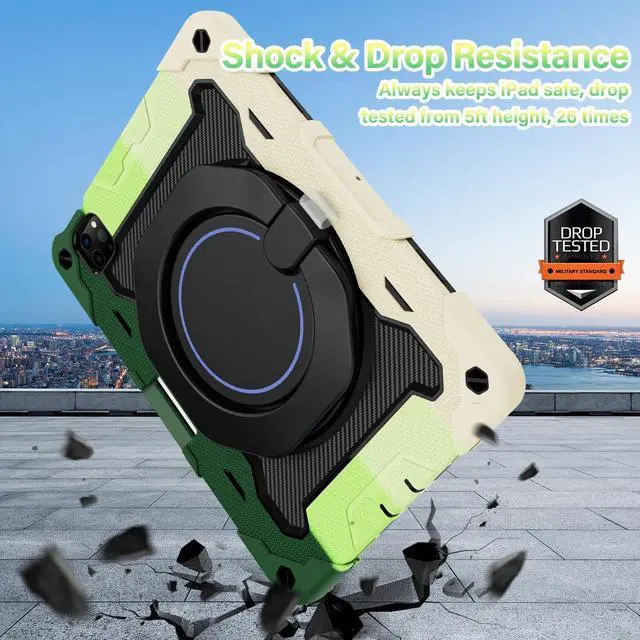 Alt view image 5 of 5 - ROISKIN for iPad Air 5th 4th Generation Case (2022 2020) 10.9 inch & iPad Pro 11 Case 4th/3rd/2nd/1st Gen[Screen Protector, Pen Holder,15ft Drop Protection]with 360 Stand Hand Strap for Kids Women Man