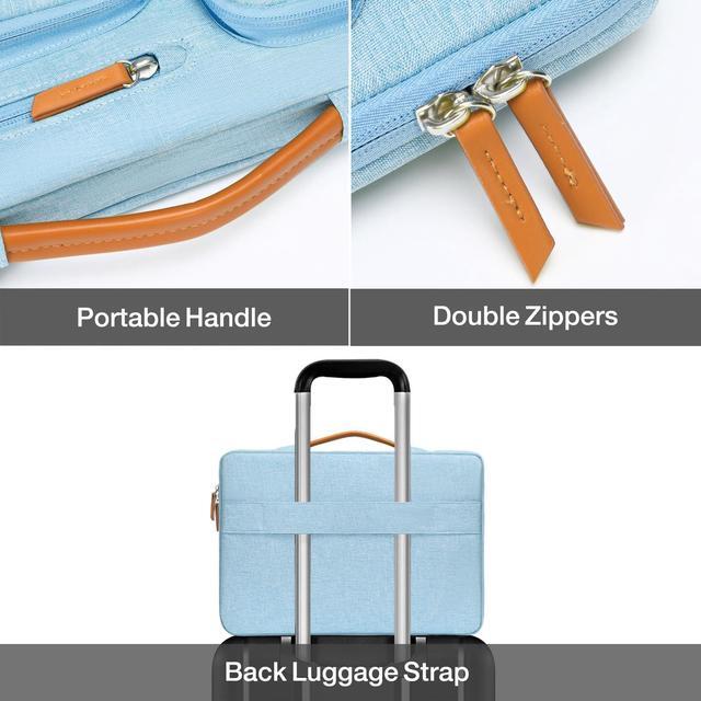 Alt view image 4 of 5 - MOSISO 360 Protective Laptop Case 13.3 inch, 13-14 inch Laptop Sleeve Compatible with MacBook Air/Pro 13 / Pro 14, HP Dell Acer ASUS, Side Open Carrying Case with 4 Zipper Pockets&Handle, Air Blue