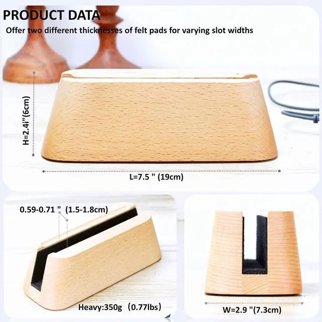 Alt view image 3 of 5 - ACODE Wood Vertical Laptop Stand, Laptop Holder for Desk Compatible with MacBook Pro Air Surfaces,Laptops Storage Rack Slot Thickness 0.59" to 0.71",Upright Laptop Holder for Desk