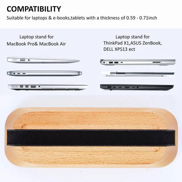 Alt view image 4 of 5 - ACODE Wood Vertical Laptop Stand, Laptop Holder for Desk Compatible with MacBook Pro Air Surfaces,Laptops Storage Rack Slot Thickness 0.59" to 0.71",Upright Laptop Holder for Desk