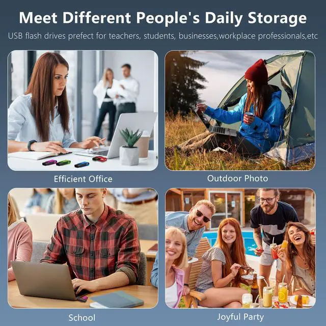 Alt view image 3 of 5 - AGECASH USB Storage Flash Drive 64GB Bulk 10 Pack, USB Drive 2.0 Thumb Drive Pendrive 64GB USB Memory Stick Jump Drive Zip Drive USB Key with 10PCS Lanyard, USB Flashdrive for School, Office -Mixcolor