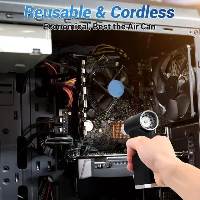 Alt view image 3 of 5 - Electric Air Duster-180000RPM Compressed Air Duster, Super Power Cordless Jet Air Blower, 3-Gear Adjustable Mini Rechargeable Turbo Fan for Computer, Keyboard, House, Outdoor and Car, Gifts for Men