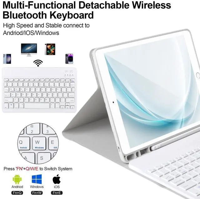 Alt view image 3 of 5 - AHYWTAN Keyboard Case for iPad 9/8/7th Gen 10.2'',Case with Keyboard ipad 10.2 inch,Keyboard for iPad 9th Gen,Bluetooth Keyboard for iPad 10.2,iPad Keyboard Case 9th Gen with Pencil Holder (Grey)