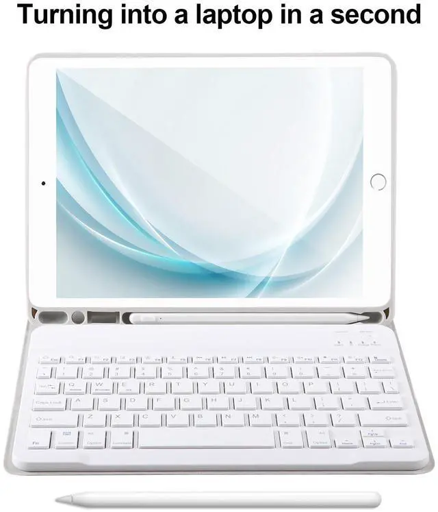 Alt view image 4 of 5 - AHYWTAN Keyboard Case for iPad 9/8/7th Gen 10.2'',Case with Keyboard ipad 10.2 inch,Keyboard for iPad 9th Gen,Bluetooth Keyboard for iPad 10.2,iPad Keyboard Case 9th Gen with Pencil Holder (Grey)