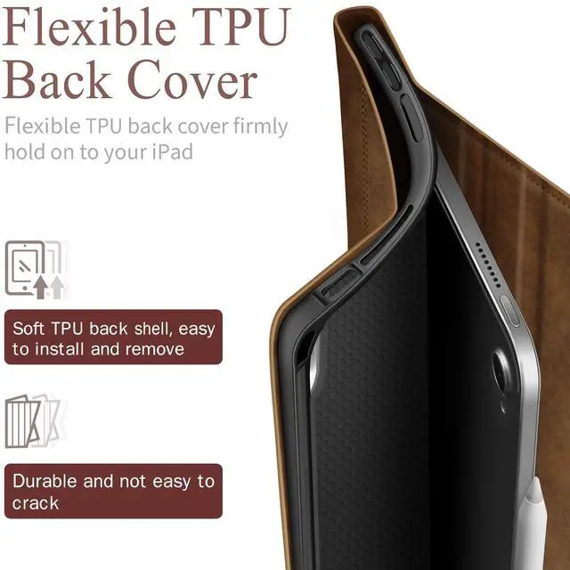 Alt view image 3 of 5 - Antbox Case for iPad Mini 7 A17 Pro, iPad Mini 7th/6th Generation Case (2024/2021) with Pencil Holder Vegan Leather Smart Cover with Auto Sleep/Wake Stand Function (Tan)