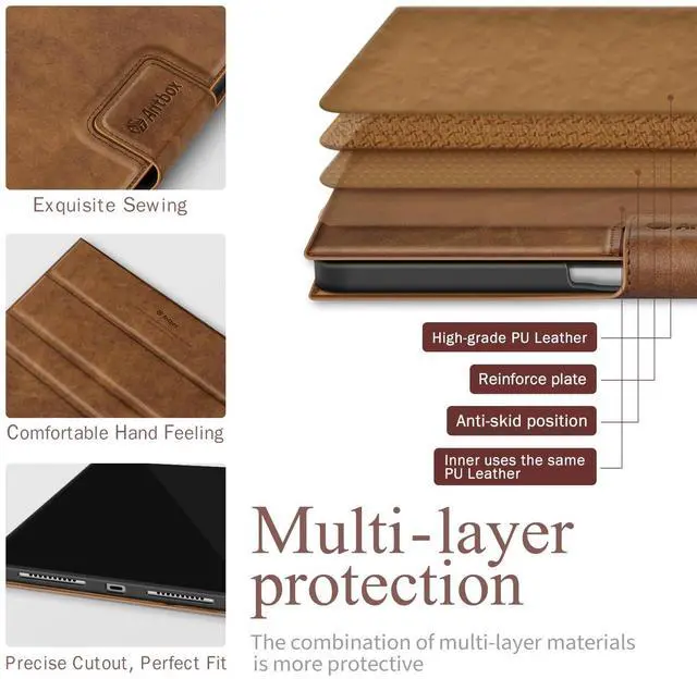 Alt view image 4 of 5 - Antbox Case for iPad Mini 7 A17 Pro, iPad Mini 7th/6th Generation Case (2024/2021) with Pencil Holder Vegan Leather Smart Cover with Auto Sleep/Wake Stand Function (Tan)