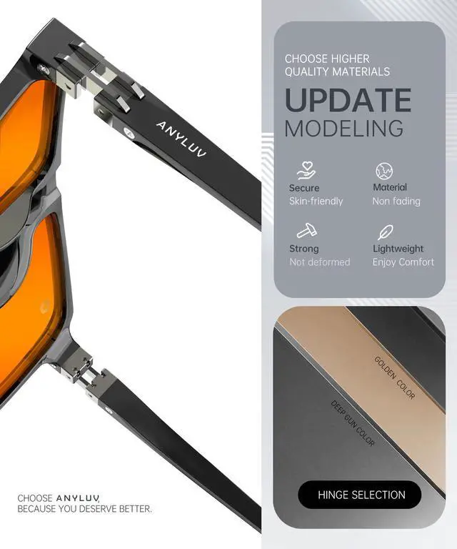 Alt view image 3 of 5 - ANYLUV Blue Light Glasses Men, Blue Light Blocking Glasses for Men Women Anti Eyestrain UV400 for Eye Protection