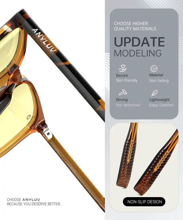 Alt view image 3 of 5 - ANYLUV Blue Light Glasses for Woman Men, Womens Blue Light Blocking Glasses Computer Glasses Anti Eyestrain & UV400