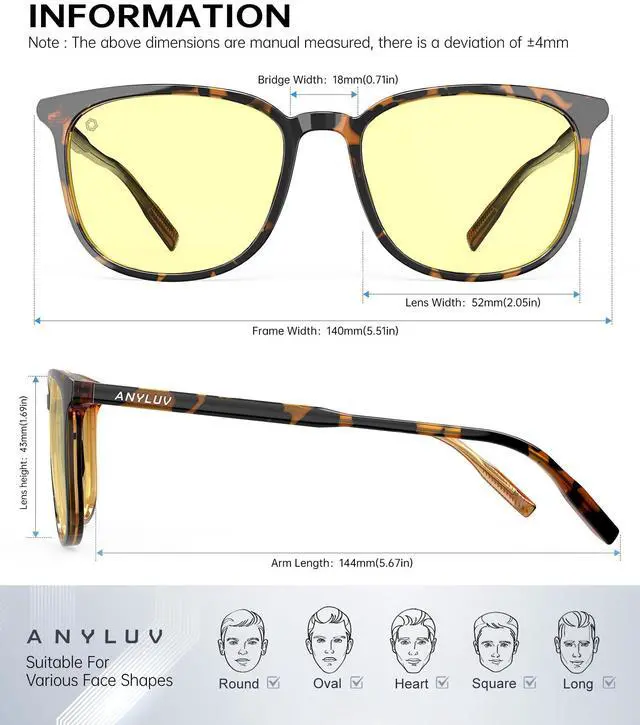 Alt view image 4 of 5 - ANYLUV Blue Light Glasses for Woman Men, Womens Blue Light Blocking Glasses Computer Glasses Anti Eyestrain & UV400