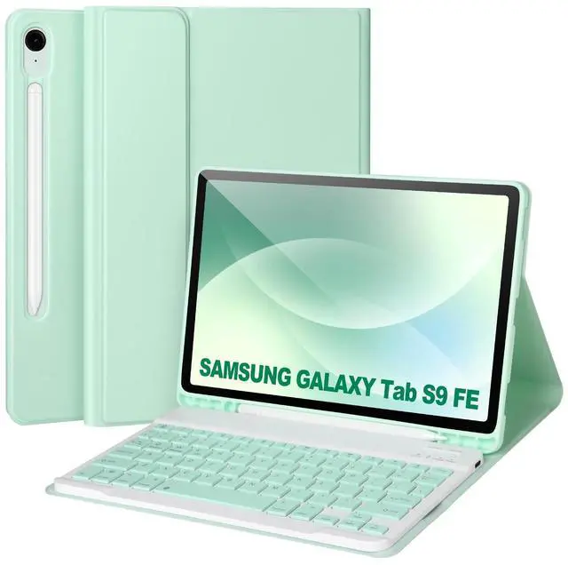 Main image of Keyboard Case for Samsung Galaxy Tab S9 FE 10.9"/ S9 11" 2023,Case with Keyboard for Samsung S9 FE with S Pen Holder,Detachable Wireless Bluetooth Keyboard for Galaxy S9 11" Auto Wake/Sleep, Green