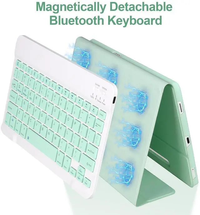 Alt view image 5 of 5 - Keyboard Case for Samsung Galaxy Tab S9 FE 10.9"/ S9 11" 2023,Case with Keyboard for Samsung S9 FE with S Pen Holder,Detachable Wireless Bluetooth Keyboard for Galaxy S9 11" Auto Wake/Sleep, Green