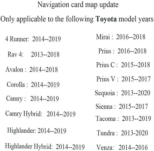 Alt view image 2 of 5 - ARERCO 2025 Version 86271 0E077 Navigation Update sd Card Fits ONLY Toyota 4Runner Avalon Camry Corolla Highlander Mirai Prius Sequoia Sienna Tacoma Tundra Venza Rav4 USA/CAN