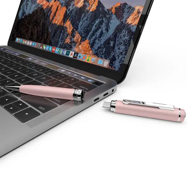 Alt view image 4 of 5 - 3 in1Luxury Rollerball Pen,USB-C,USB Flash Drive,with Pen Design, with Smooth Writing, Medium Point Black Ink,Portable Memory Stick, Compatible with Laptop,Smartphones (Pink, 32, GB)