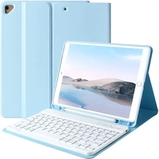Main image of BAIBAO iPad 9th Generation Case with Keyboard 10.2 Inch - Detachable Slim Cover with Pencil Holder, Compatible with iPad 8th/7th Gen, Pro 10.5, Air 3rd (Blue)
