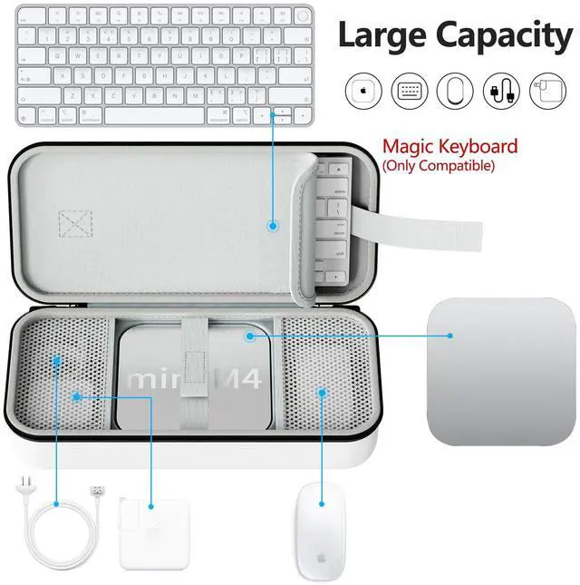 Alt view image 2 of 5 - Carry Case Compatible with Apple 2024 Mac Mini M4 /M4 Pro,M4 Pro Protective Carrying Case, Portable Hard Shell Travel Storage Bag(White)