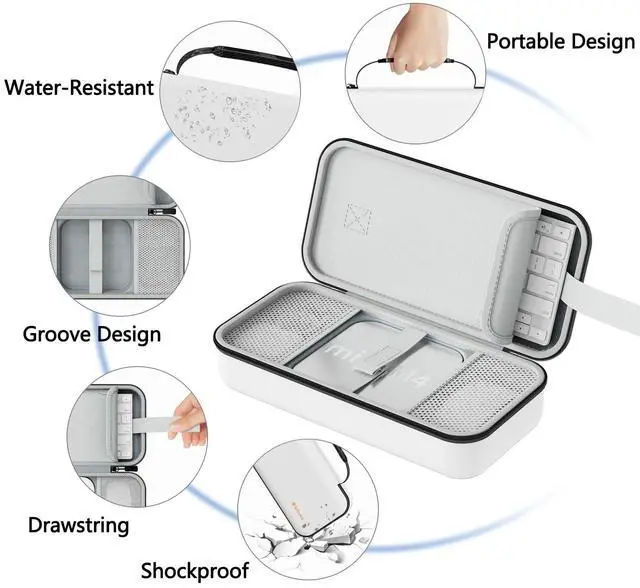 Alt view image 4 of 5 - Carry Case Compatible with Apple 2024 Mac Mini M4 /M4 Pro,M4 Pro Protective Carrying Case, Portable Hard Shell Travel Storage Bag(White)