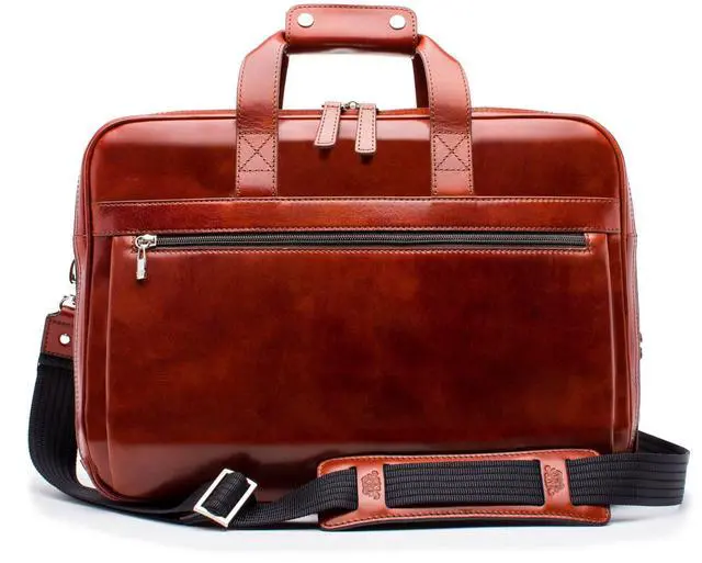 Main image of Bosca Old Leather Vintage Style Work Satchel Messenger Bag - Professional Laptop Briefcase Bag for Men with Multiple Storage & Computer pocket for Office & Travel - Cognac Brown