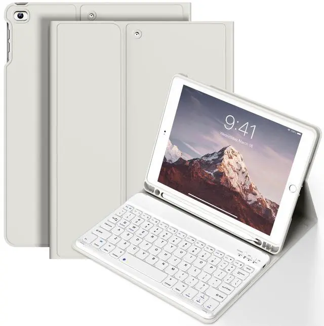 Main image of BQDIYOO Keyboard Case for iPad 6th / 5th Generation (2018 2017 Model), 9.7 inch Keyboard Case for iPad Air 2/Air with Pencil Holder, Auto Wake Sleep, Grey